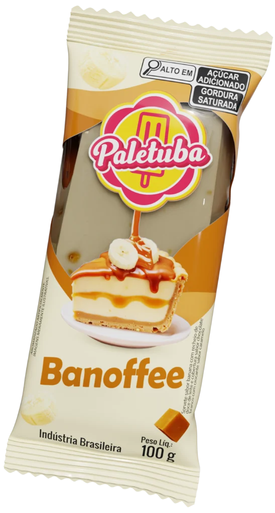 Banofee – paleta embalagem - Paletuba Sorvetes