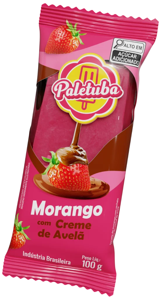morango creme avela – paleta embalagem - Paletuba Sorvetes